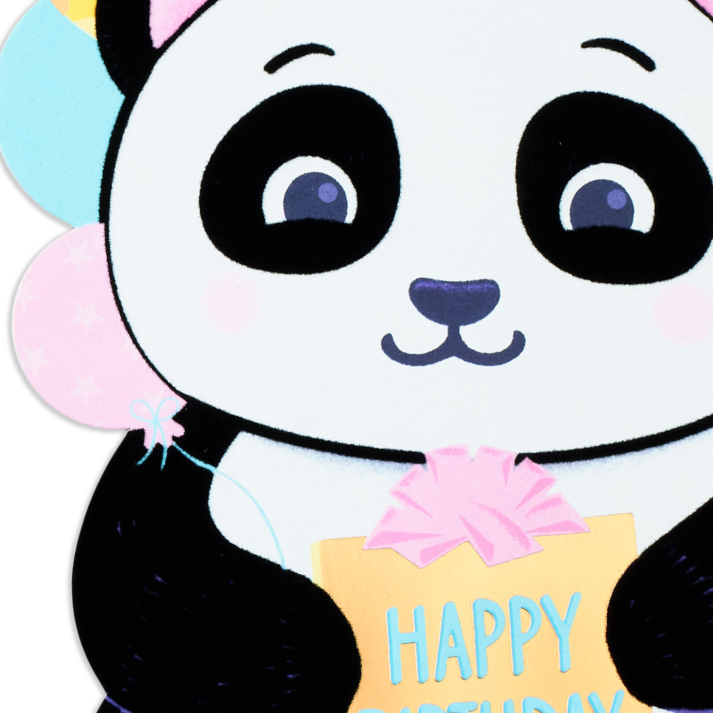 Pink and Blue Panda Kids Birthday Card Open card with envelope image number 4