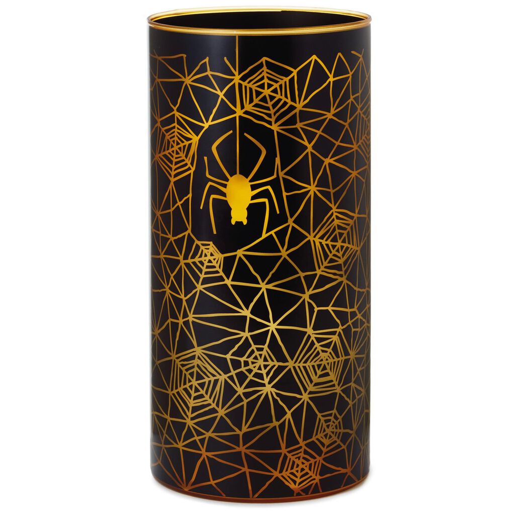 Spiderweb tall glass candle holder