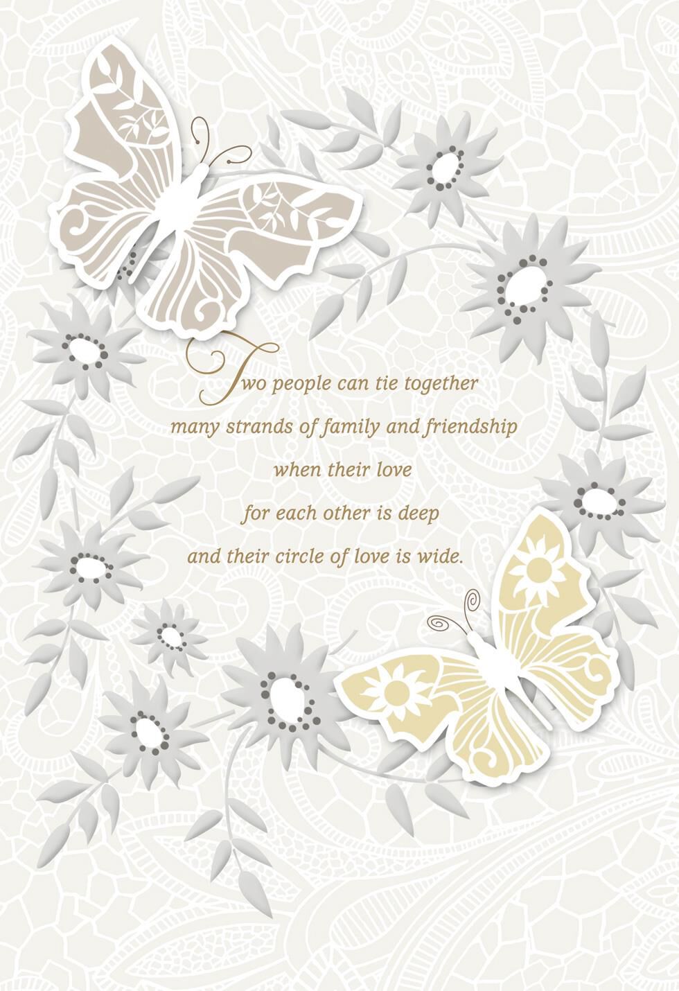Butterflies and Gems Wedding Card From Us