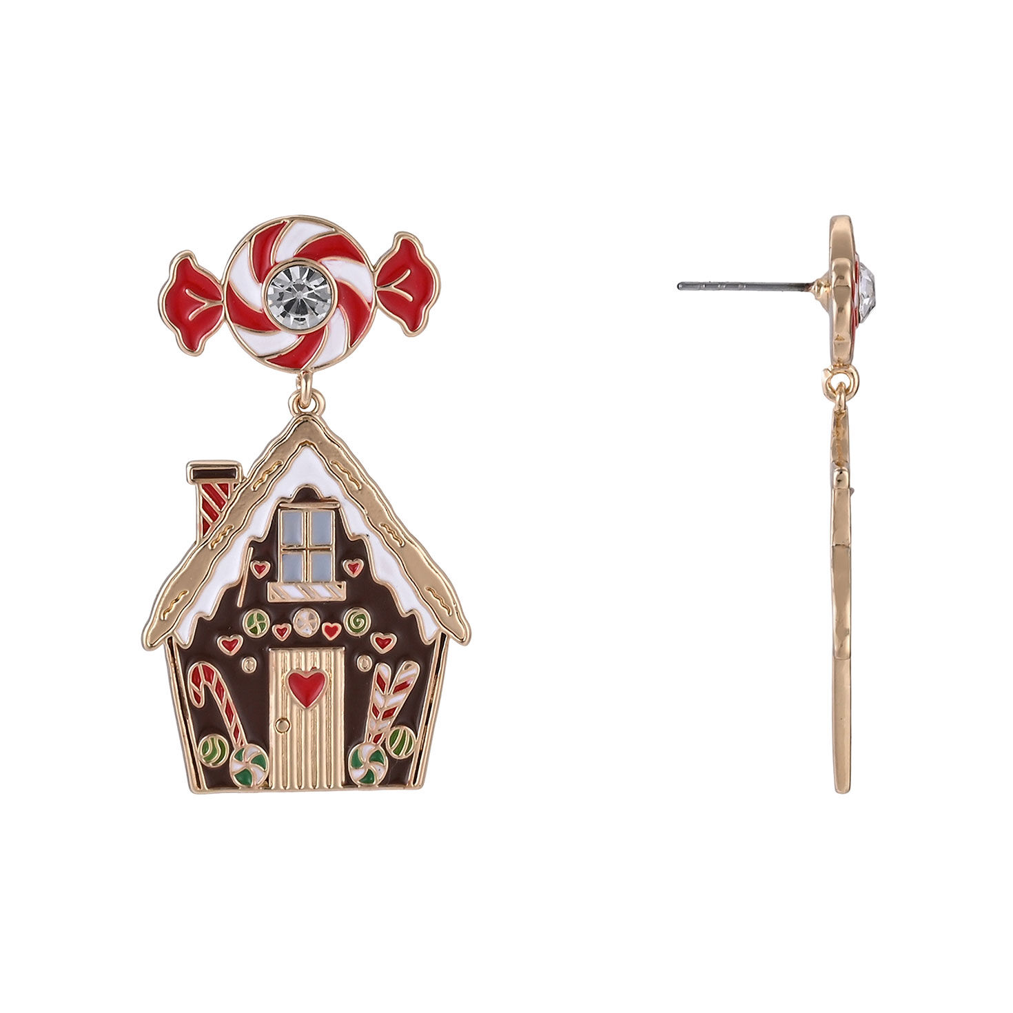 Gingerbread House Earrings front and side image number 2