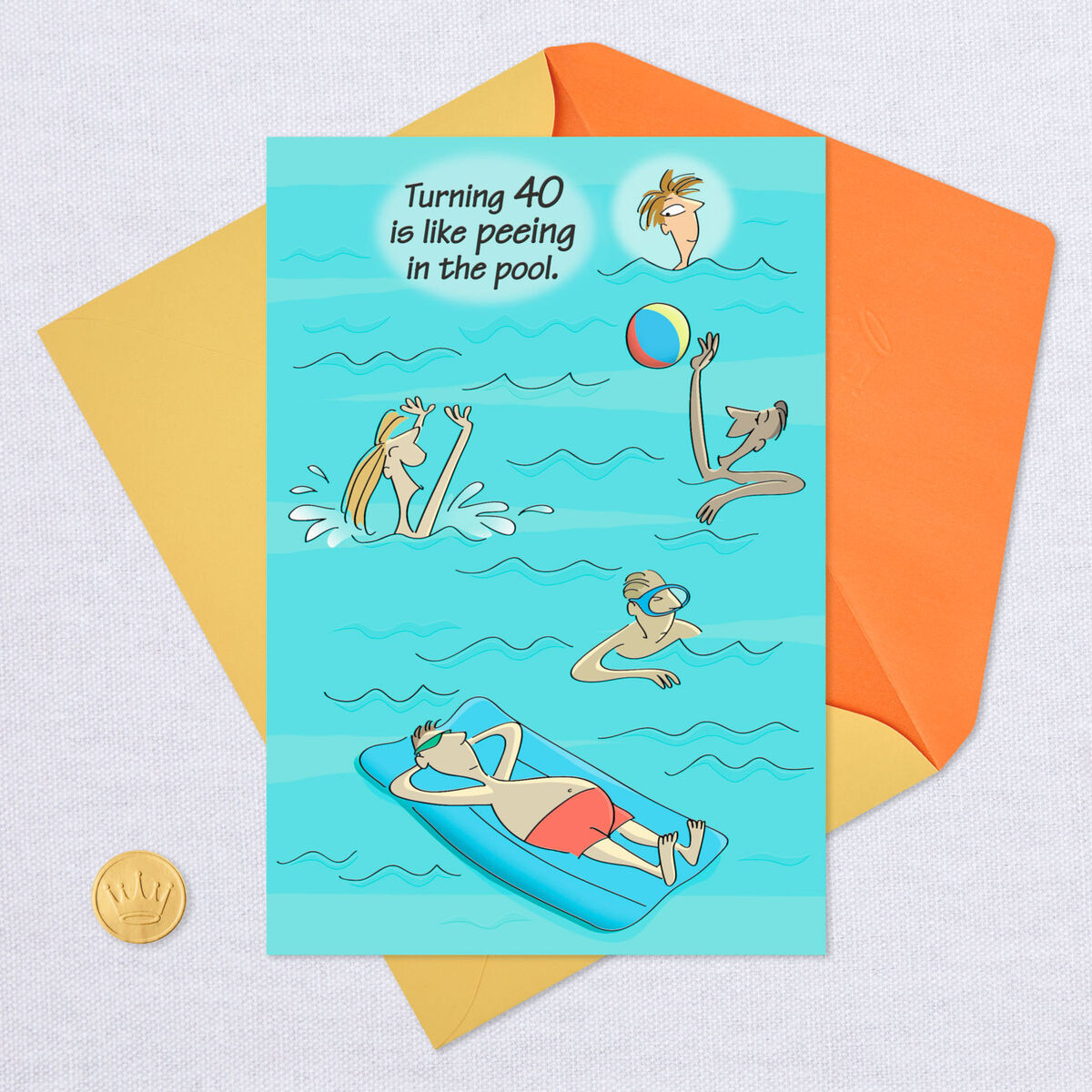 Peeing in the Pool Funny 40th Birthday Card - Greeting ...