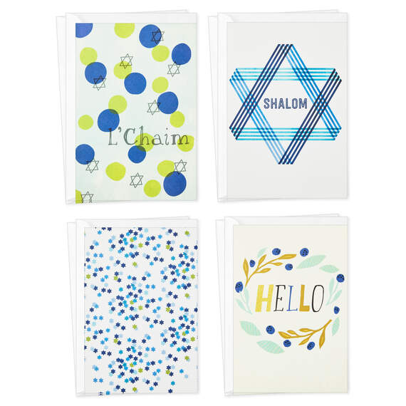 Shalom and L'Chaim Assorted Blank Cards, Pack of 8