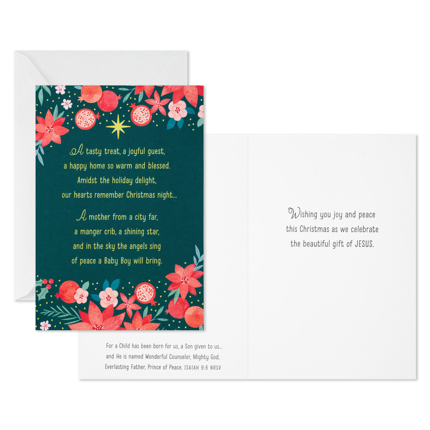 Poinsettias DaySpring Religious Christmas Cards Card Front with Sentiment image number 3