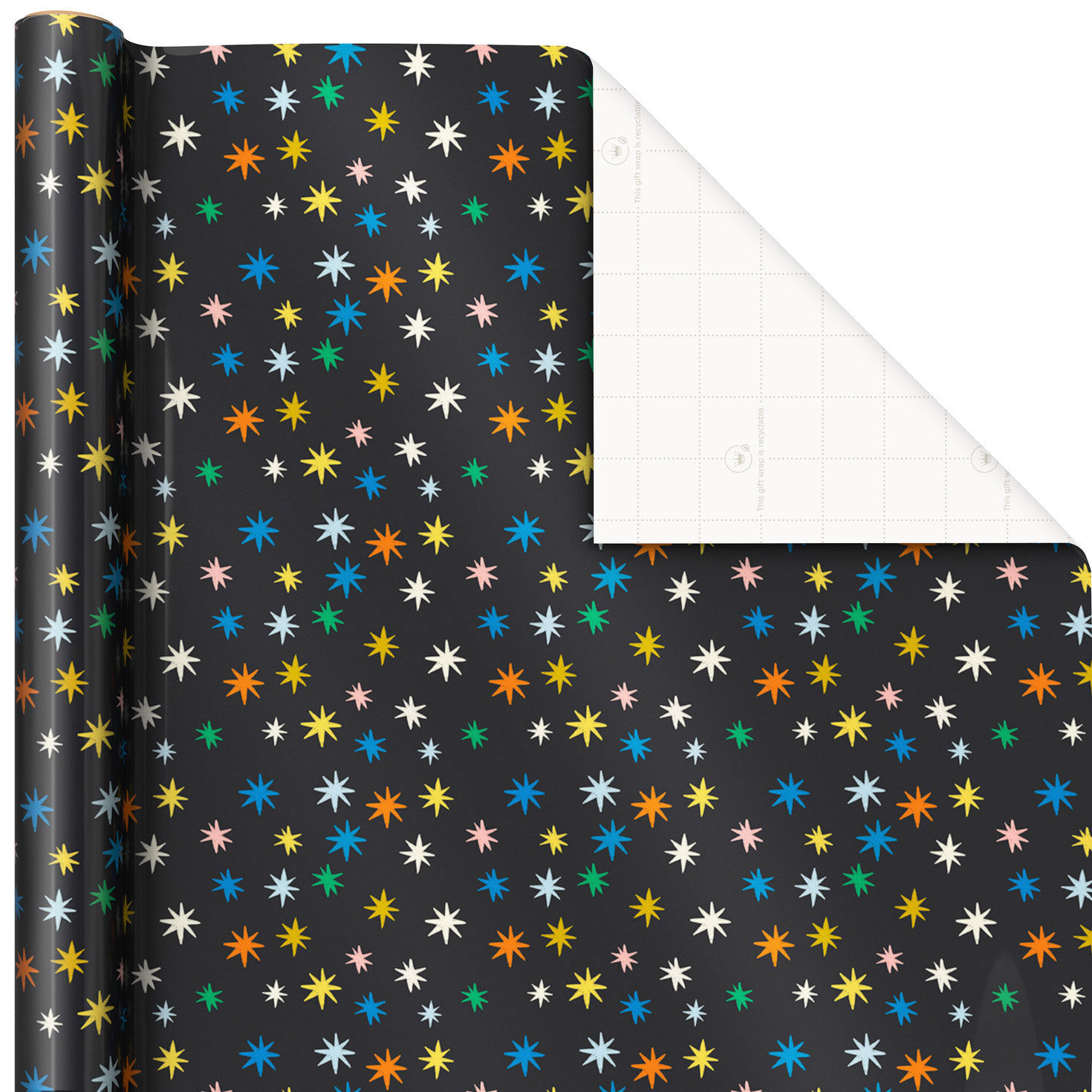 Colorful Stars on Black Wrapping Paper, 20 sq. ft. - Wrapping Paper -  Hallmark