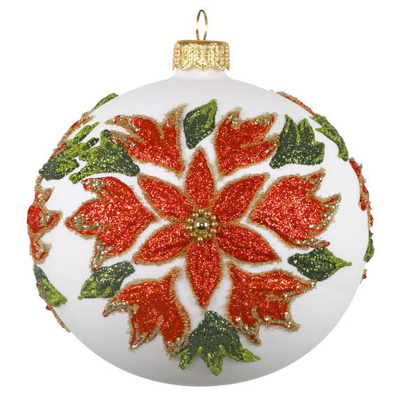 Poinsettia Ball Blown Glass Ornament, , large image number 4