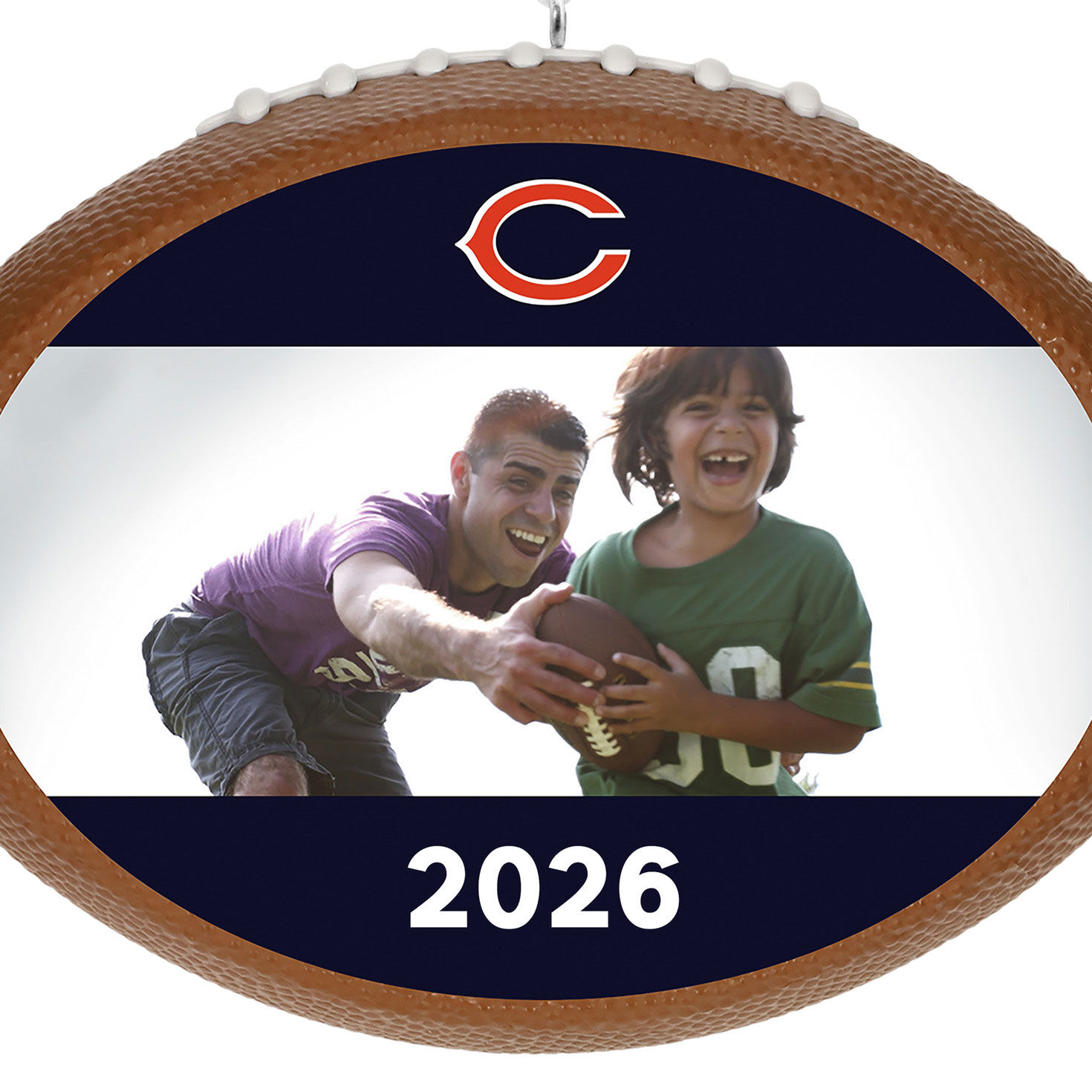 NFL Football Chicago Bears Text and Photo Personalized Ornament closeup view image number 5