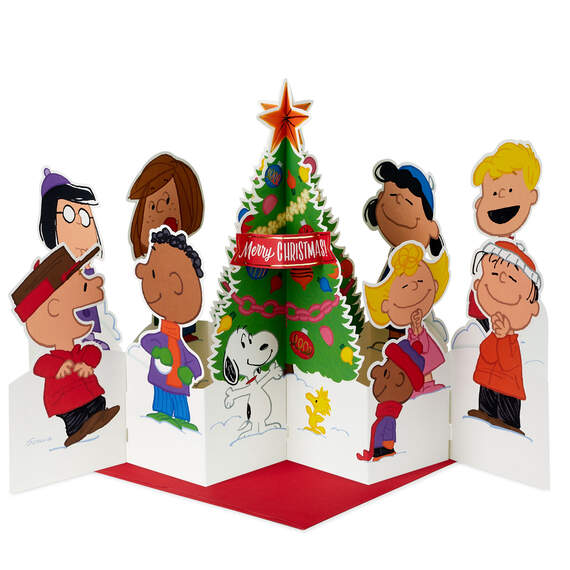 Jumbo The Peanuts® Gang Christmas Tree 3D Pop-Up Christmas Card, , large image number 1