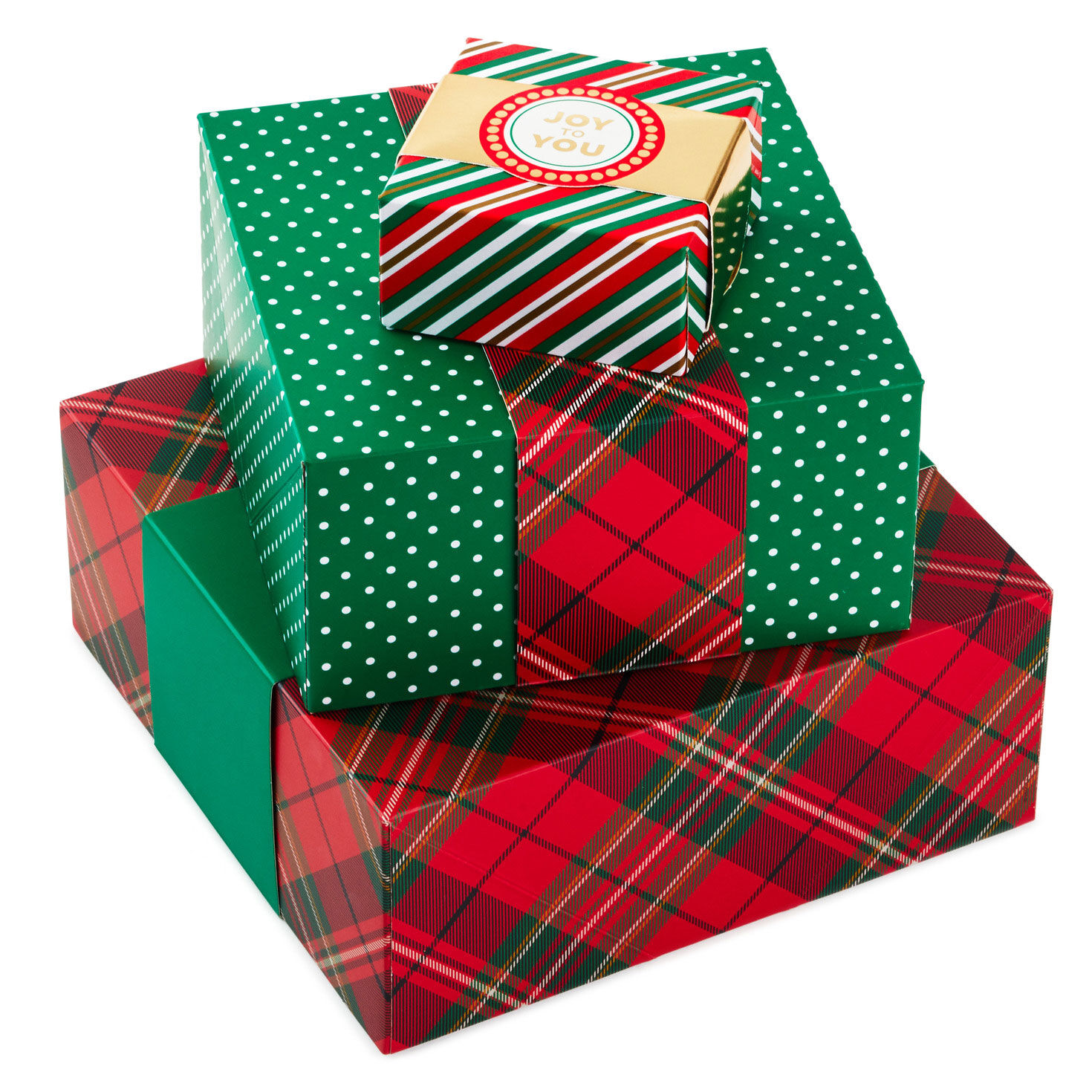 Joy to You 3-Pack Christmas Gift Boxes, Assorted Sizes and Designs