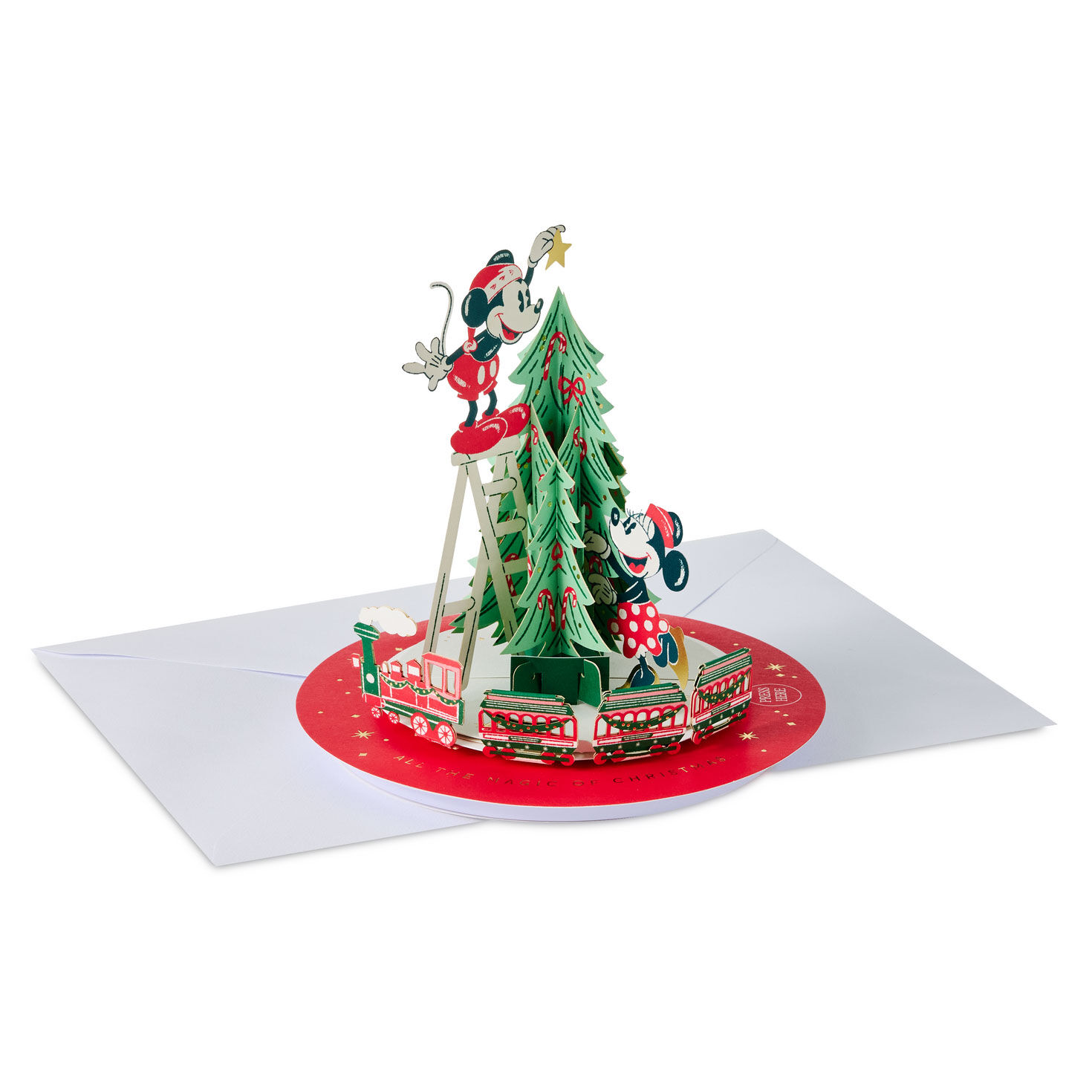 Mickey and Minnie Tree Musical 3D Christmas Card front with envelope image number 3