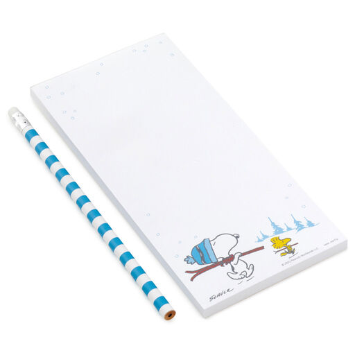 Peanuts Snoopy and Woodstock With Skis Memo Pad and Pencil, 