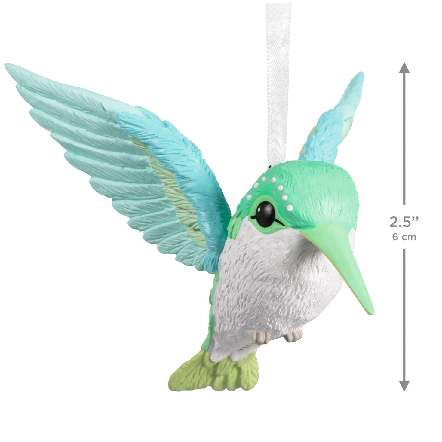 Green White Hummingbird Christmas Ornament measurement image number 3