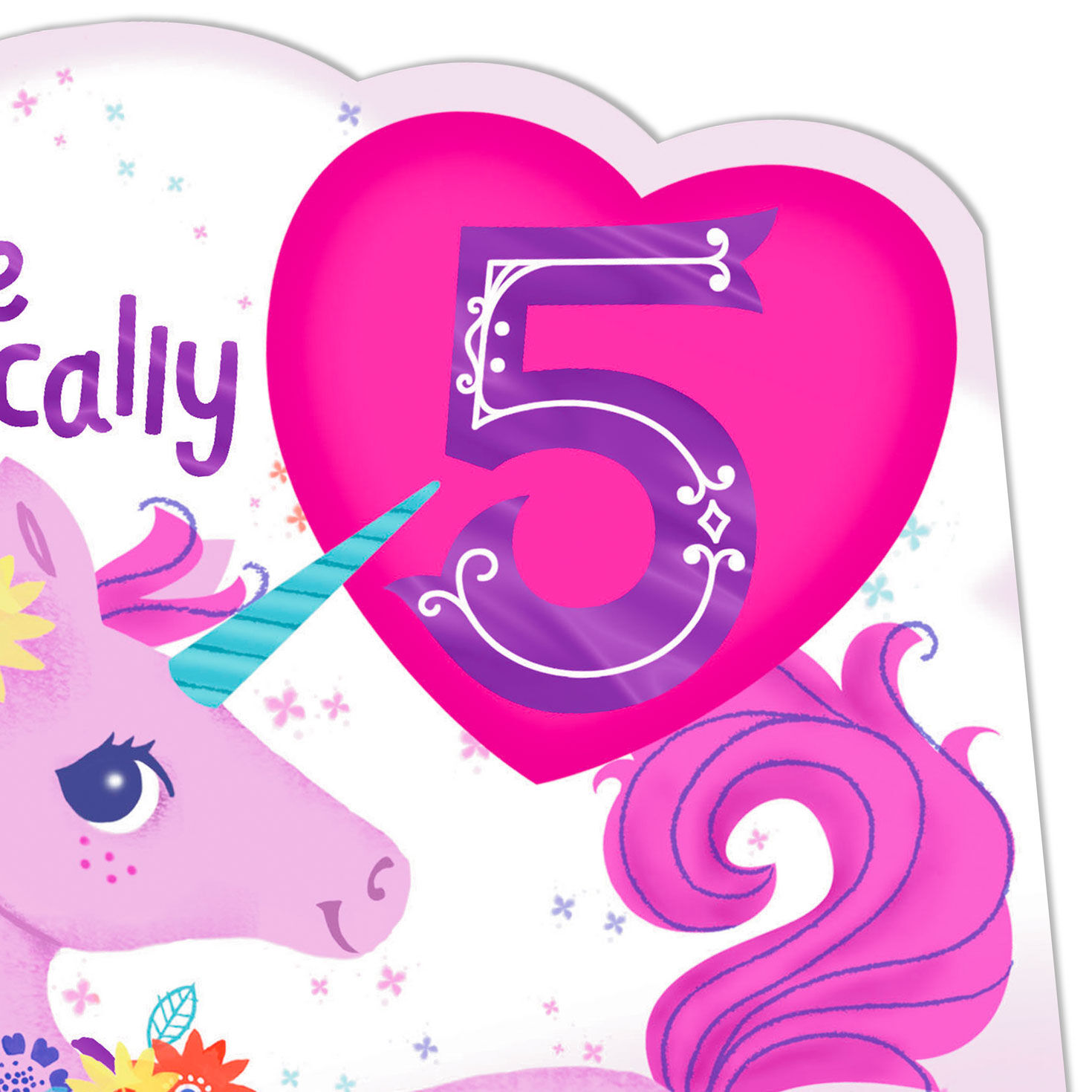 Perfectly Enchanted Pink Unicorn 5th Birthday Card Card Front Detail image number 4
