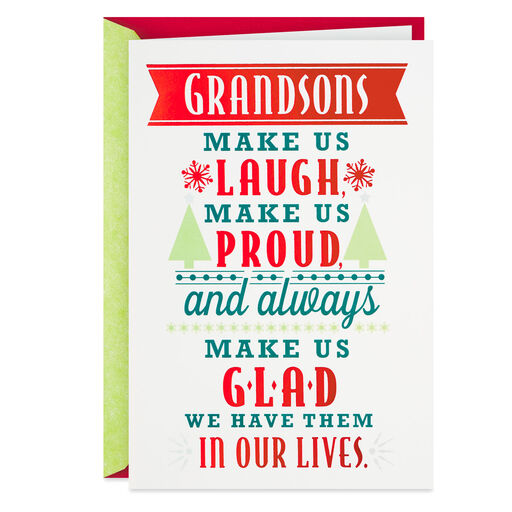 So Glad You're in Our Lives Christmas Card for Grandson, 
