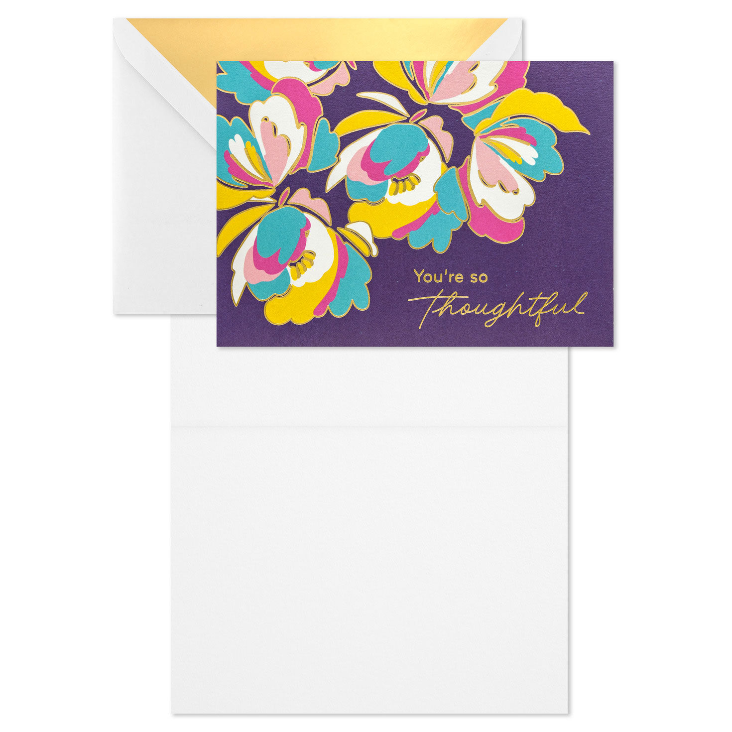 Colorful Irises Purple Blank Thank You Cards Pack Card Front with open card image number 3