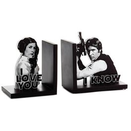 Star Wars™ Han Solo™ and Princess Leia™ Bookends, Set of 2, Star Wars™ Han Solo™ and Princess Leia™ Bookends, Set of 2, , large
