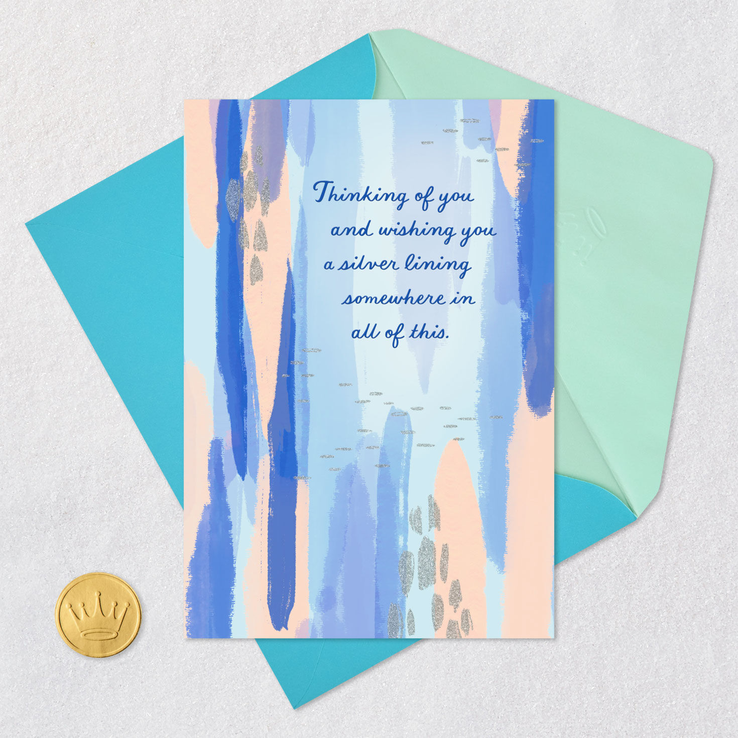 Pastel Abstract Rainfall Encouragement Card Card Front with Envelope and Gold Seal image number 5