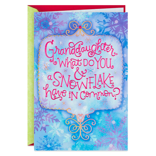One of a Kind Granddaughter Christmas Card, 