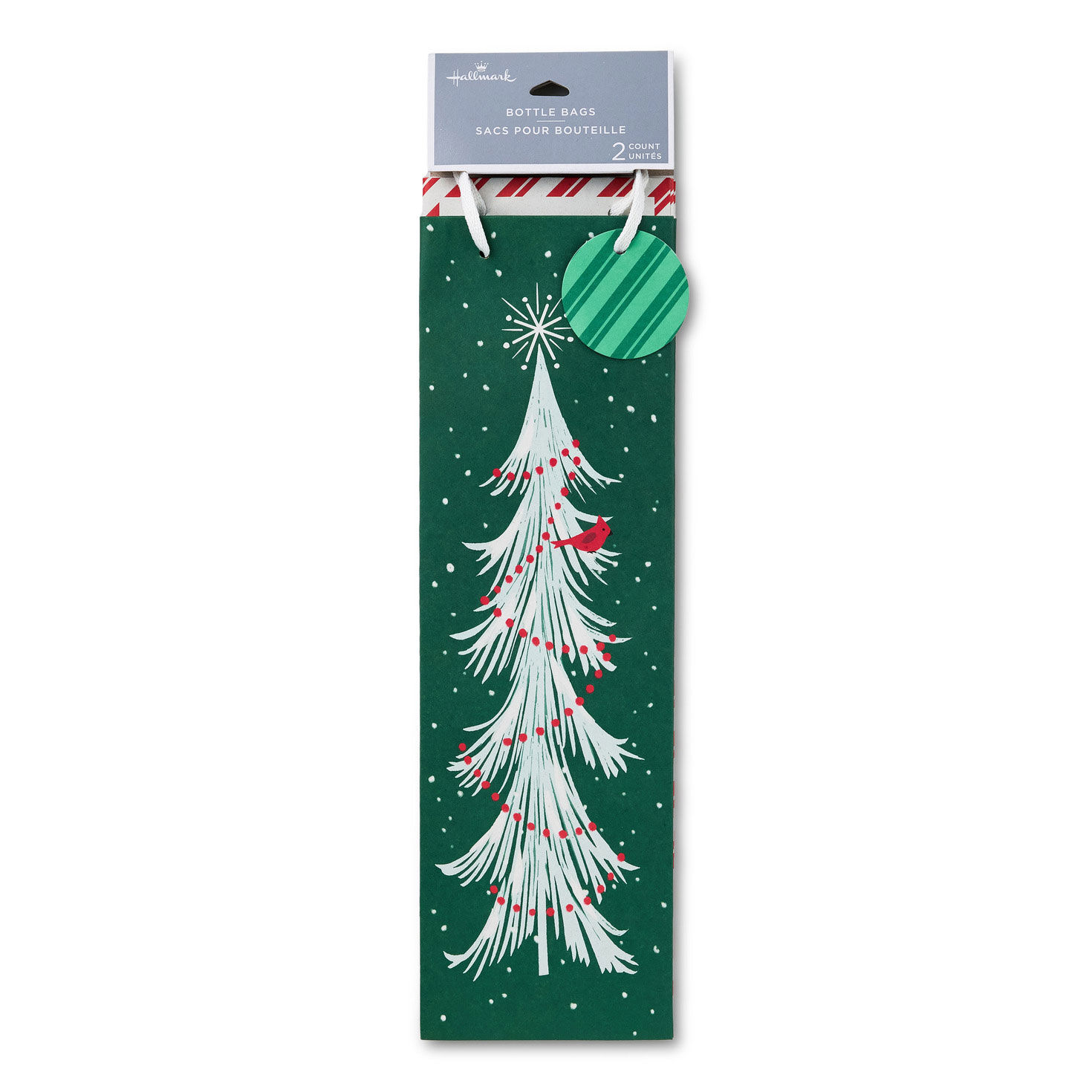 White Tree on Green 2-Pack Christmas Bottle Bags package front image number 6