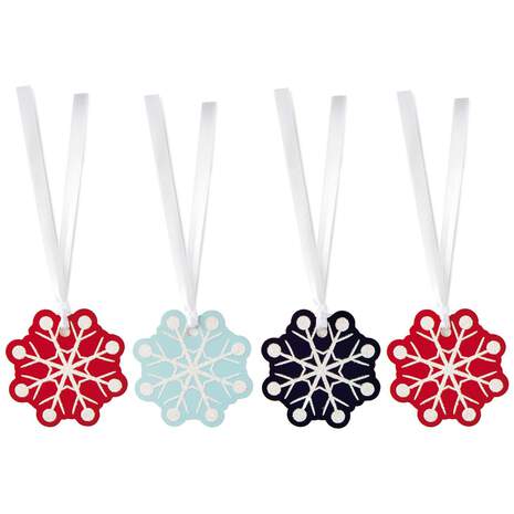 Snowflake Christmas Gift Tags With Ribbons, Pack of 12, , large