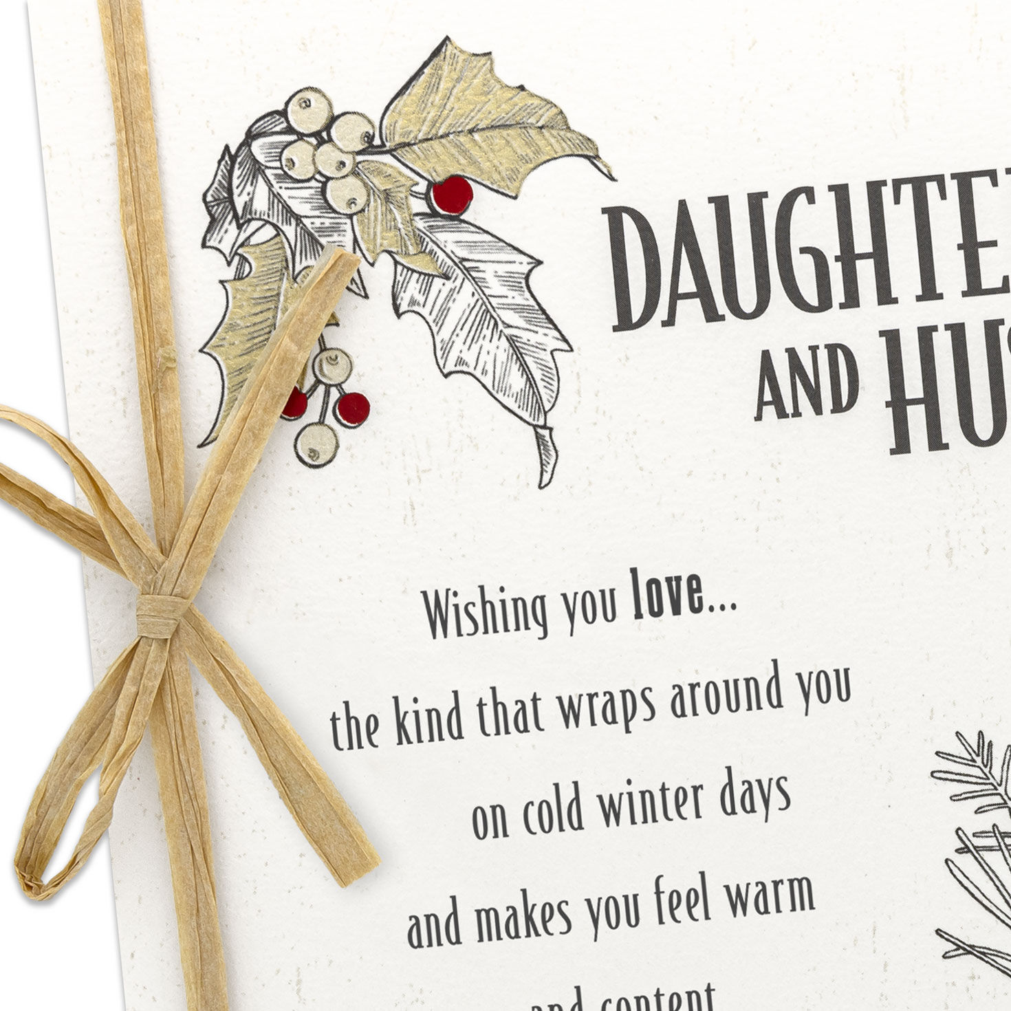 Poinsettias Daughter and Husband Christmas Card Card Front Detail image number 5