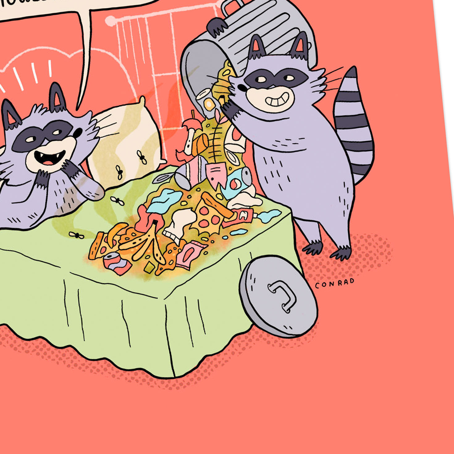 Raccoons Breakfast in Bed Funny Mother's Day Card Card Front Detail image number 5