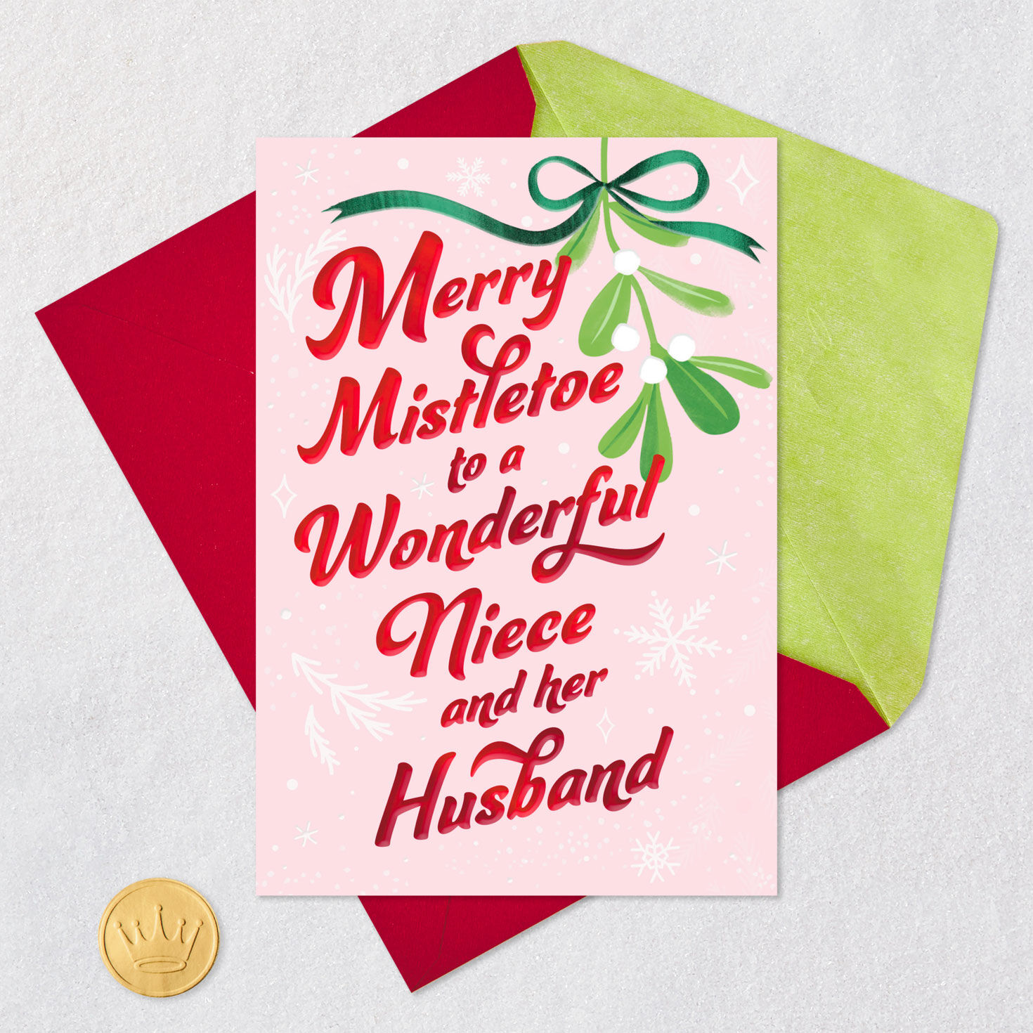 Merry Mistletoe Christmas Card for Niece and Her Husband, , large image number 5