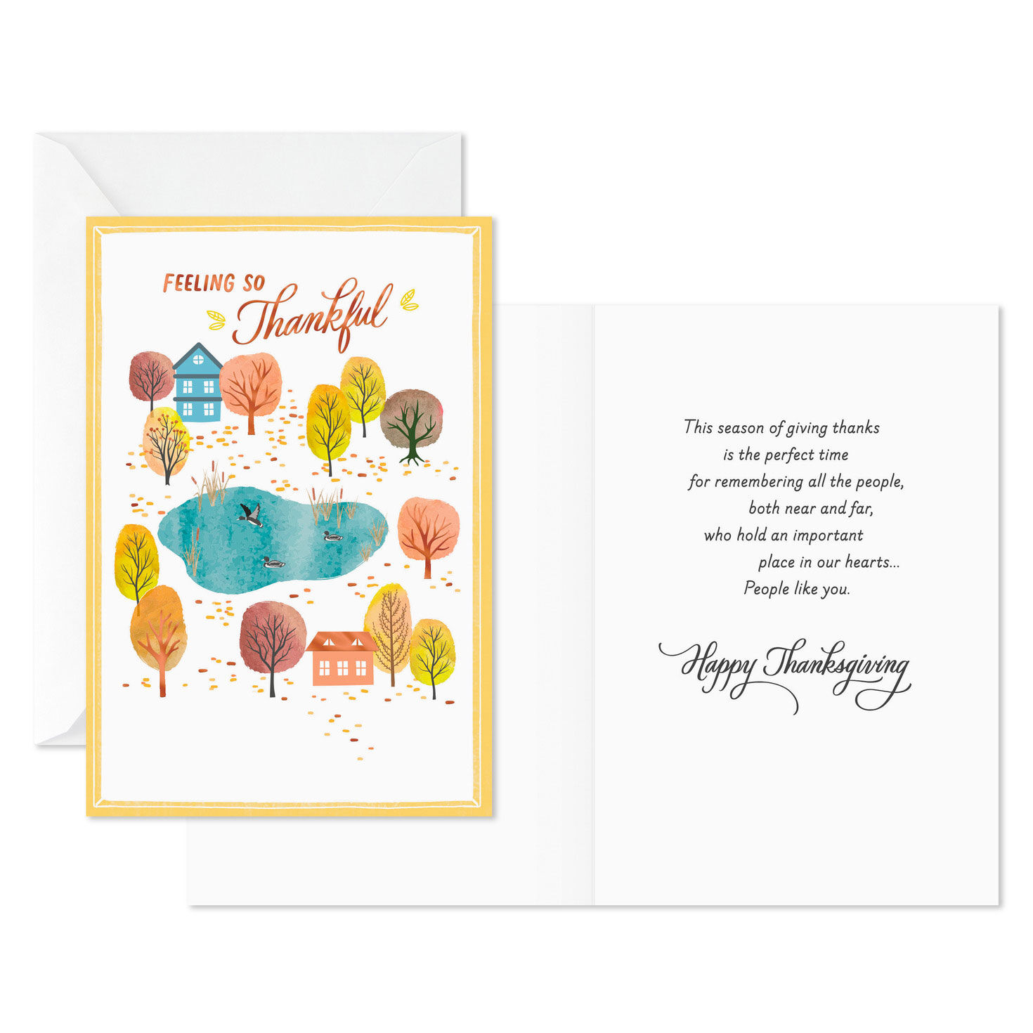 Rustic Landscape With Pond Thanksgiving Cards Pack Card Front with Sentiment image number 2