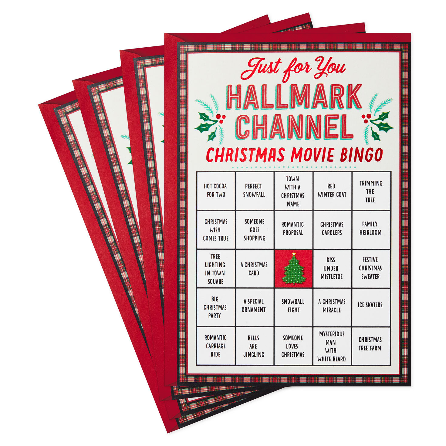Hallmark Channel Movie Bingo Christmas Cards, Pack of 4