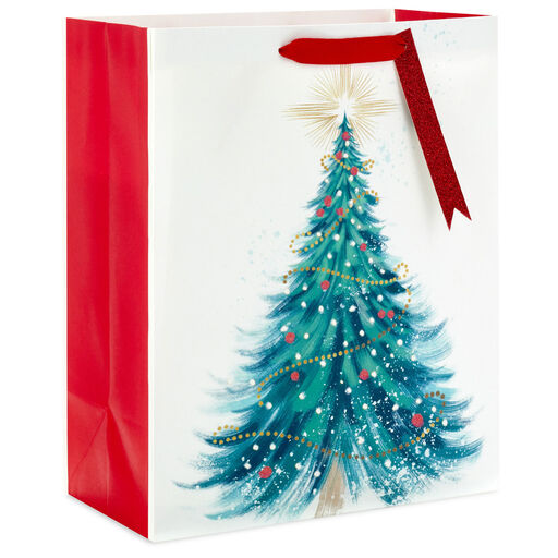 13" Elegant Evergreen Large Christmas Gift Bag, 