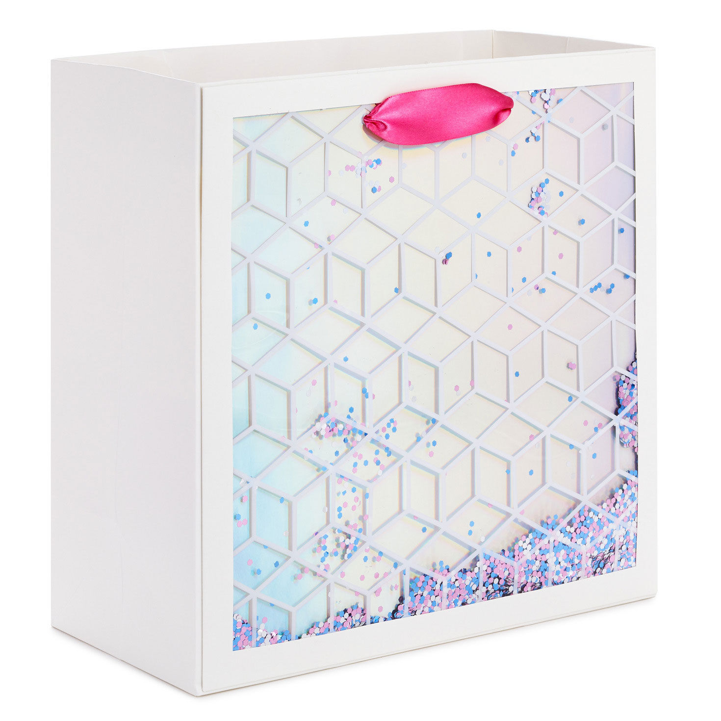 10.4" Confetti and Silver Foil Large Square Gift Bag