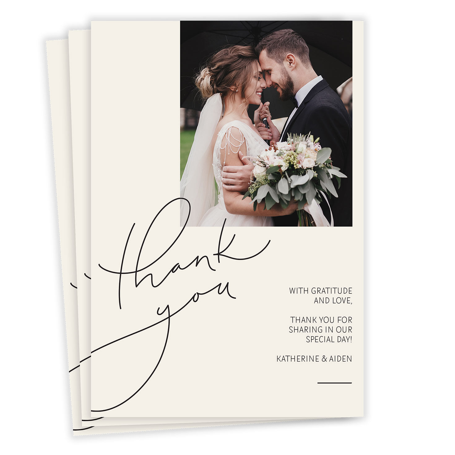 Modern Handwriting Flat Wedding Thank You Photo Card