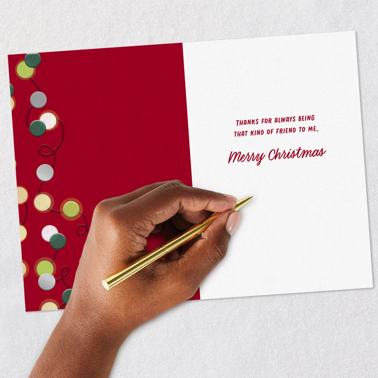 String Lights Gratitude Christmas Card for Friend Signing card image number 6