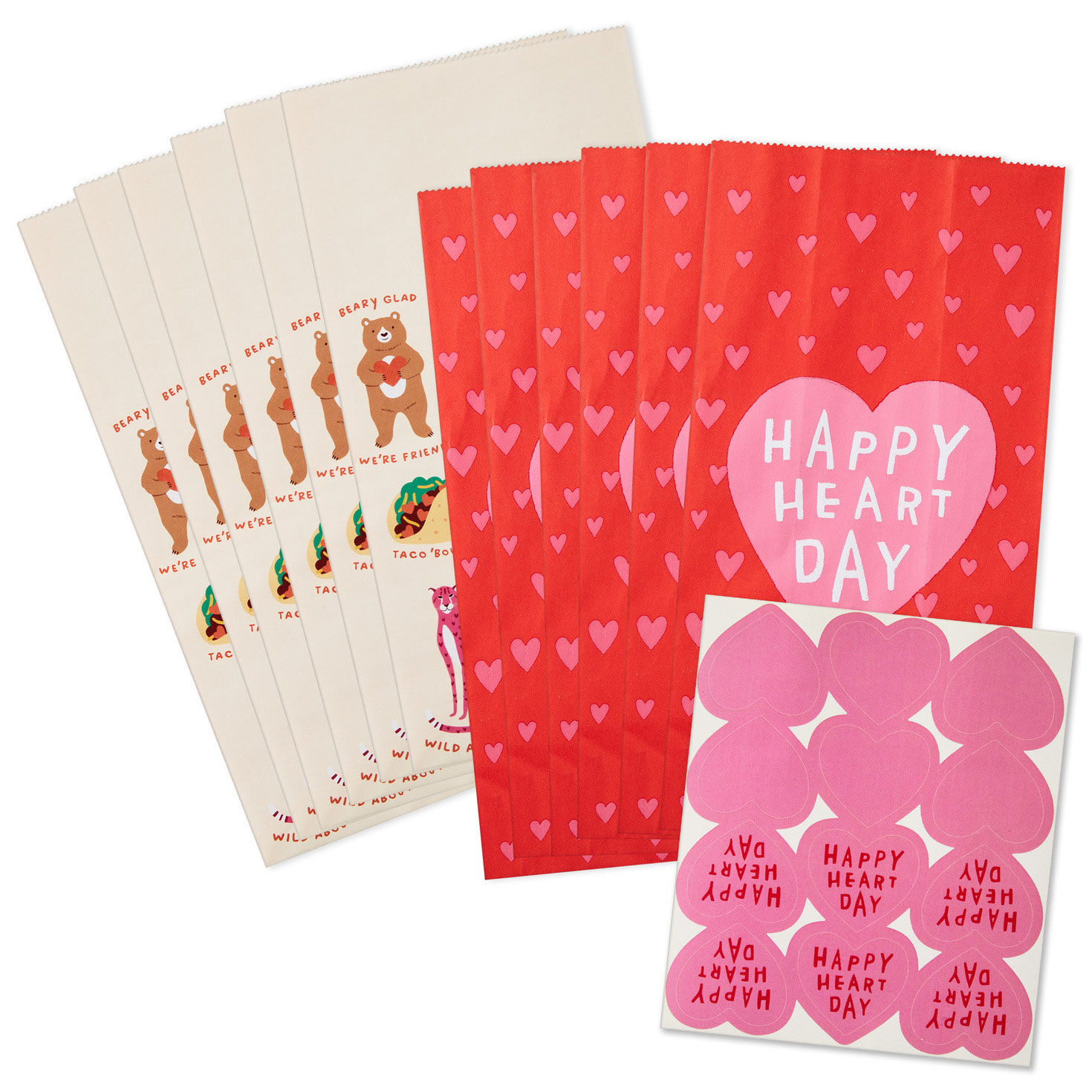 Happy Heart Day Paper Treat Sacks With Stickers flat items image number 6