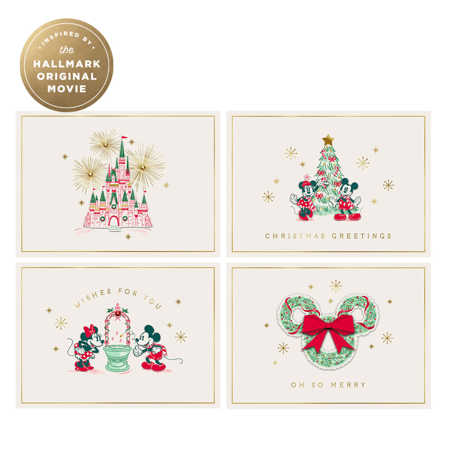 Disney Holiday Ever After Assorted Blank Christmas Cards in Box, Pack of 8