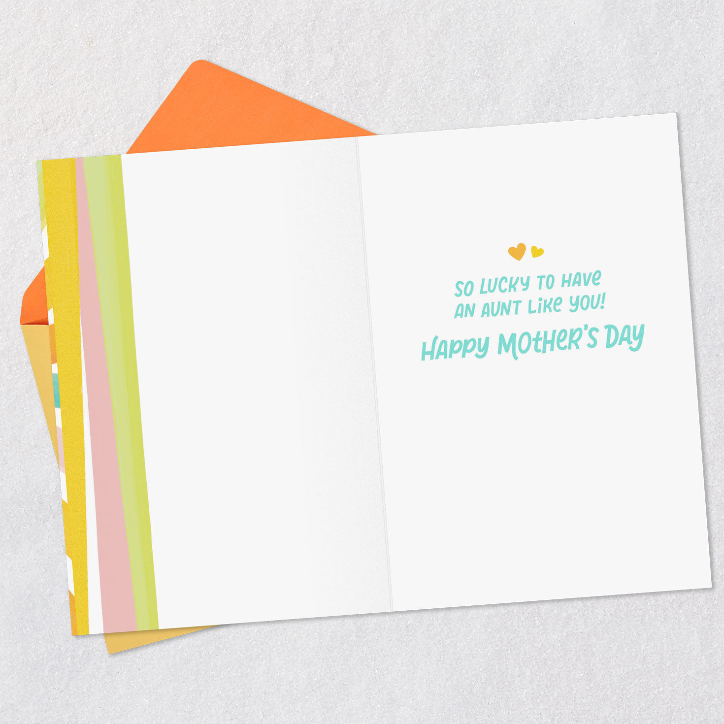 Colorful Sunrays Aunt Mother's Day Card Open card with envelope image number 3