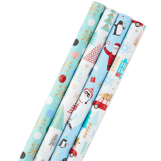 Holiday Mix 4-Pack Christmas Wrapping Paper Assortment, 120 sq. ft., 