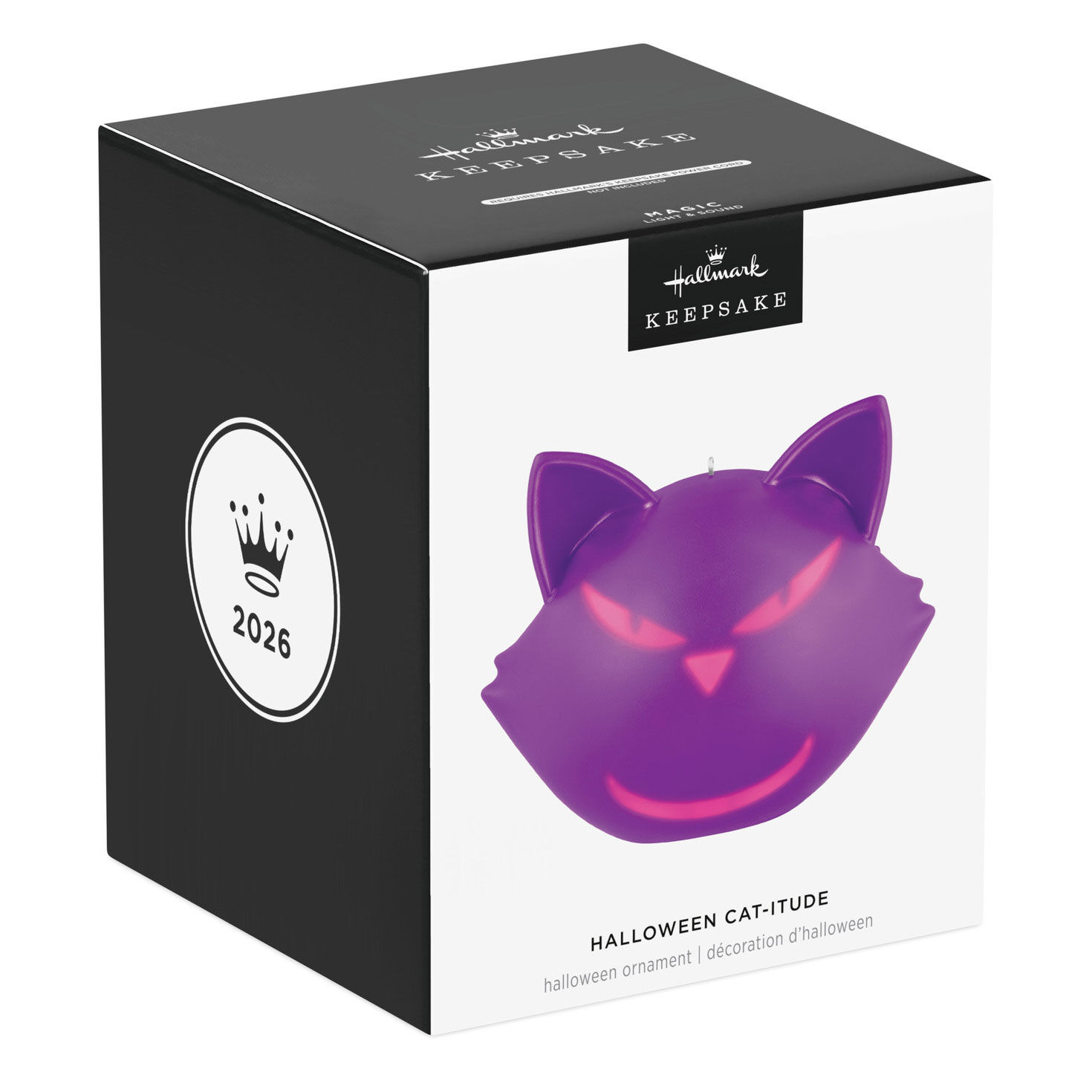 Halloween Cat With Light Up Face Keepsake Ornament Package Front image number 5