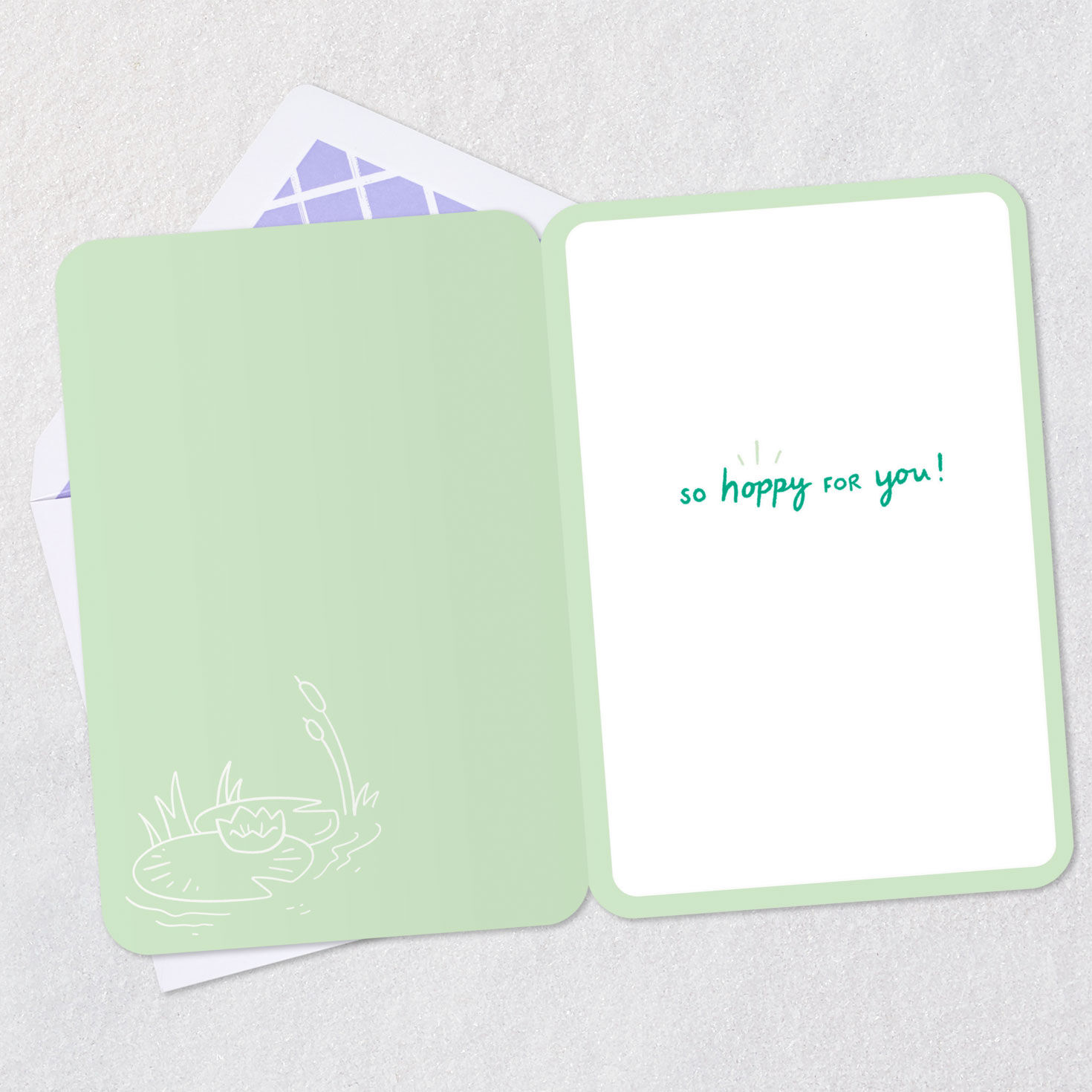 Frog on Lily Pad New Home Congratulations Card Open card with envelope image number 3