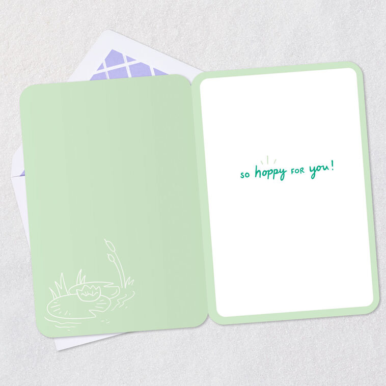 Frog on Lily Pad New Home Congratulations Card Open card with envelope image number 3