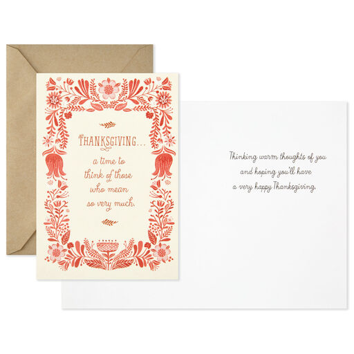 Thinking of You Floral Border Thanksgiving Cards, Pack of 10, 