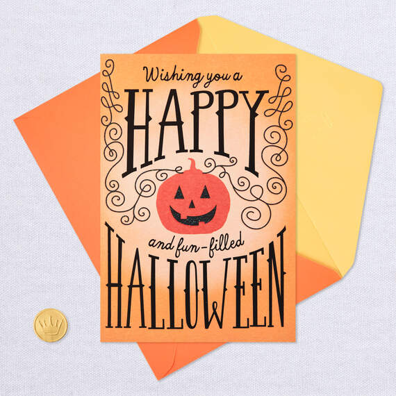 Treats and Fun Smiling Pumpkin Halloween Card, , large image number 5