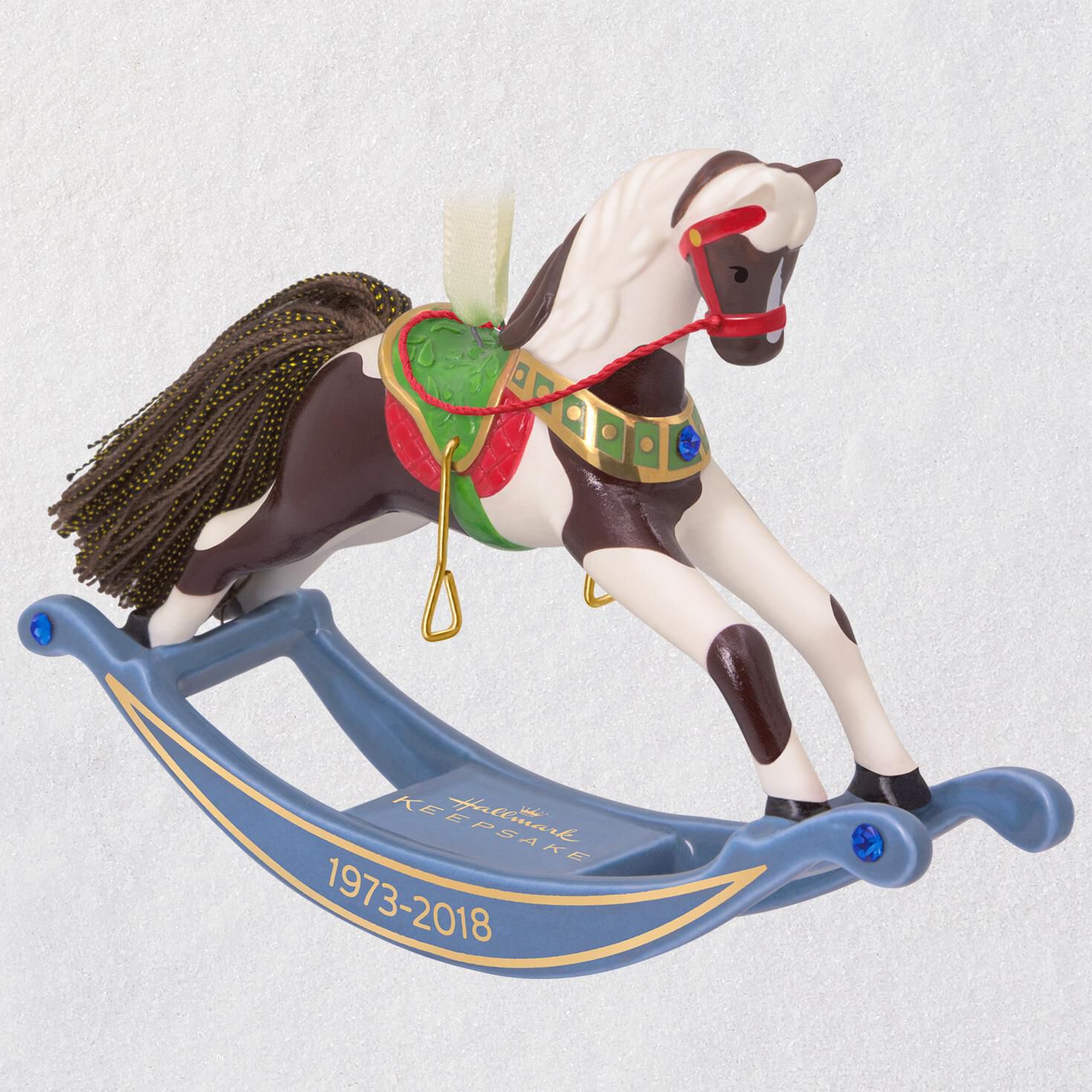 forty five years of memories rocking horse porcelain ornament