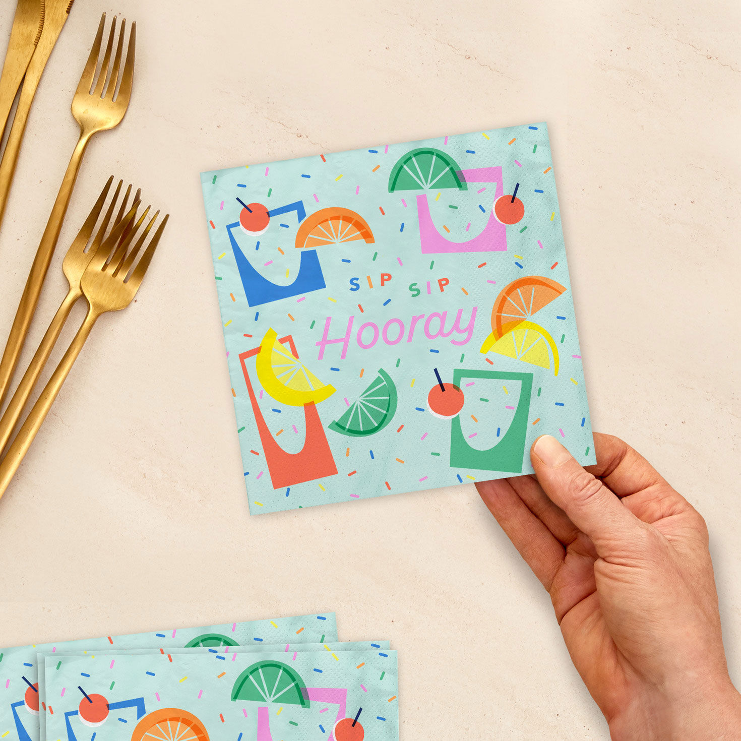 Colorful Tropical Flowers Cocktail Napkins Pack  image number 2