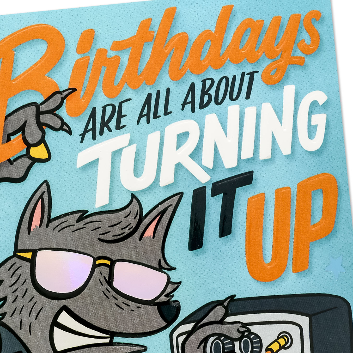 Wolf Playing Guitar Kids Birthday Card Card Front Detail image number 4