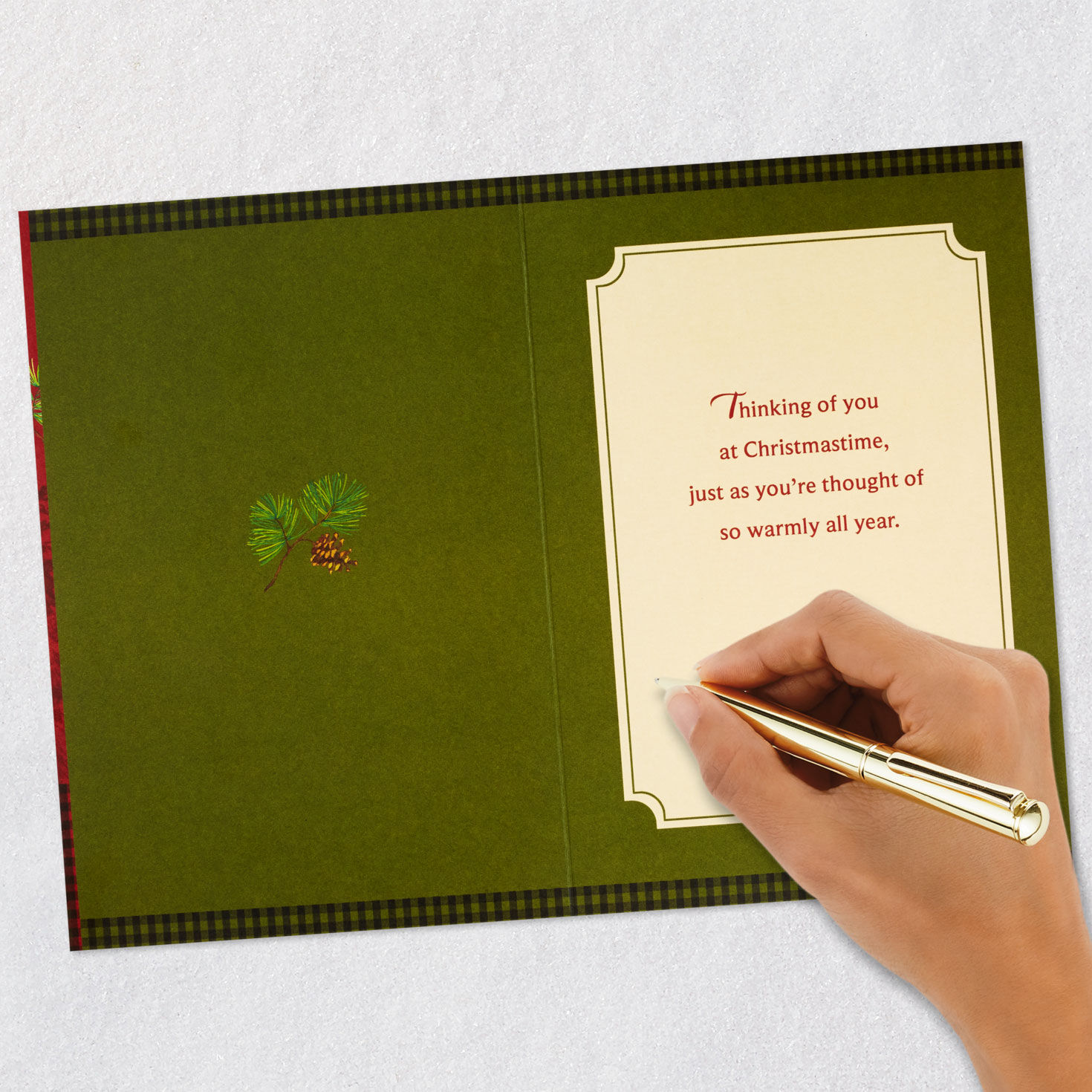 Reindeer and Red Plaid Nephew Christmas Card Signing card image number 6