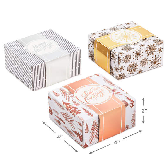 4" Metallic Mix 3-Pack Small Christmas Gift Boxes Assortment, , large image number 3