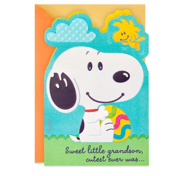 Peanuts® Snoopy and Woodstock First Easter Card for Grandson, , large image number 1