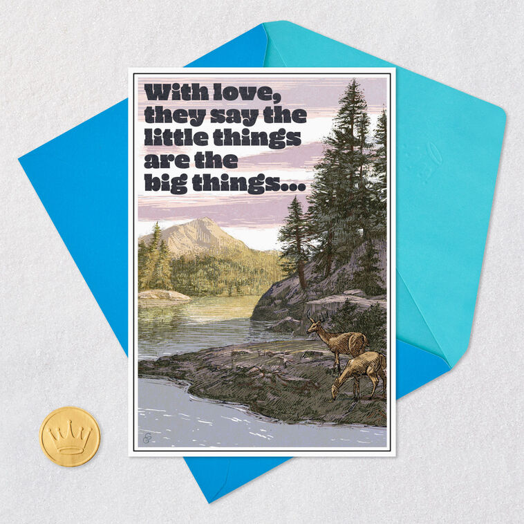 Mountains and Deer Adult Humor Birthday Card for Man Card Front with Envelope and Gold Seal image number 5