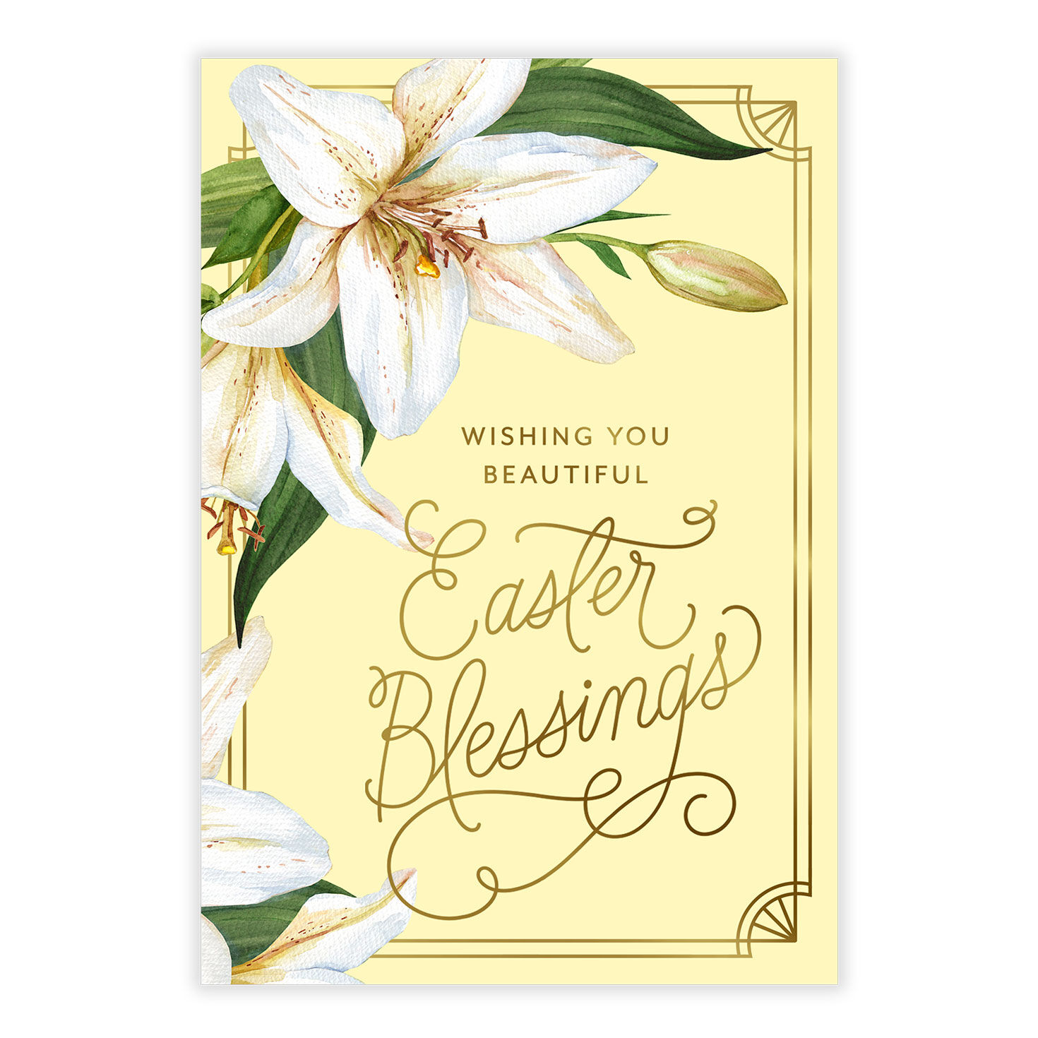 White Lily Drawing Personalized Easter Card front image number 2