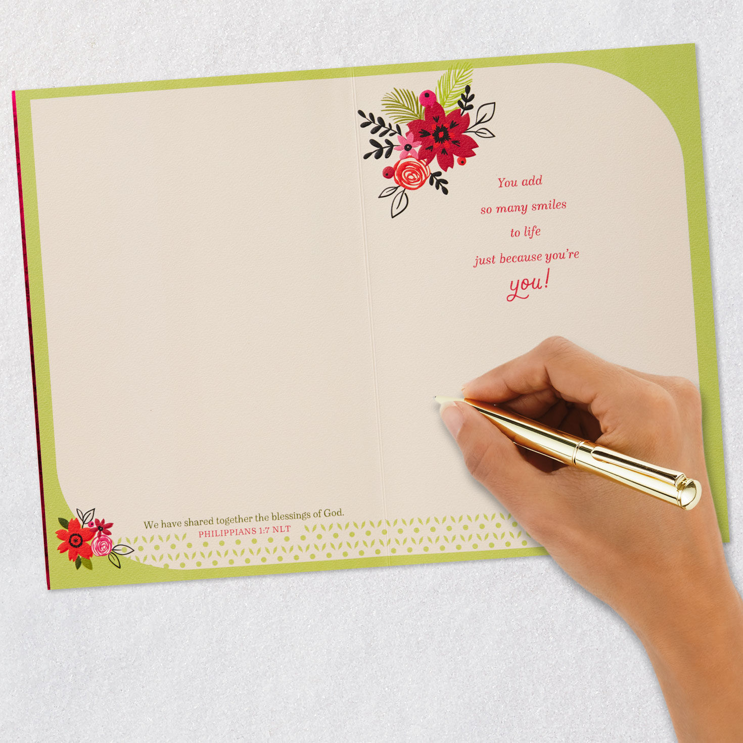 Poinsettia Religious Christmas Card for Daughter signing card image number 7